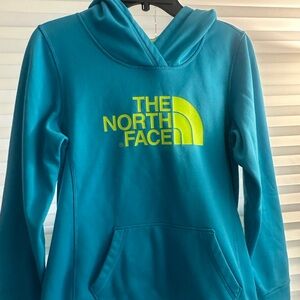 The North Face Women’s Teal Hoodie with Yellow Logo